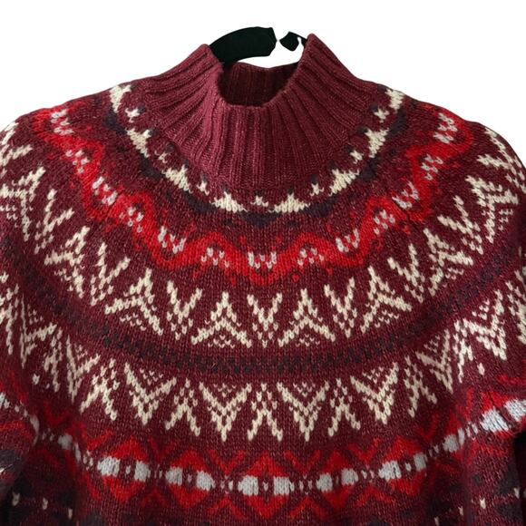 American Eagle Fair Isle Sweater Women's M | Burgundy | Raglan Sleeve Knit | EUC - Picture 4 of 12